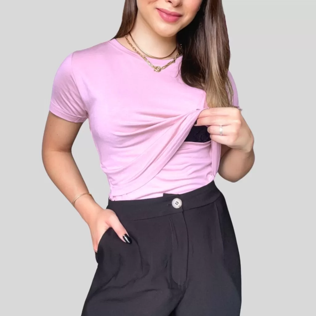 KIT 3 Blusa Amamentação Camiseta Maternidade