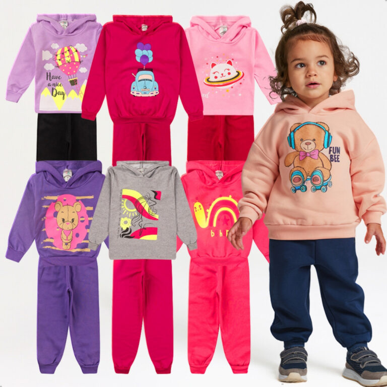 Kit 4 Peças Moletom Com Capuz Conjunto Infantil M