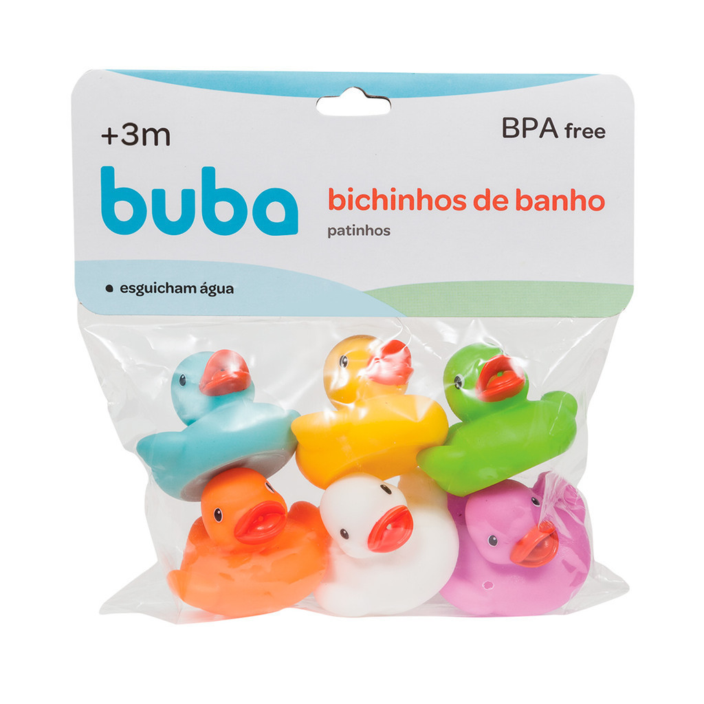 Kit 6 Patinhos de Borracha Para Criança Brincar na Banheira Varias Cores Buba