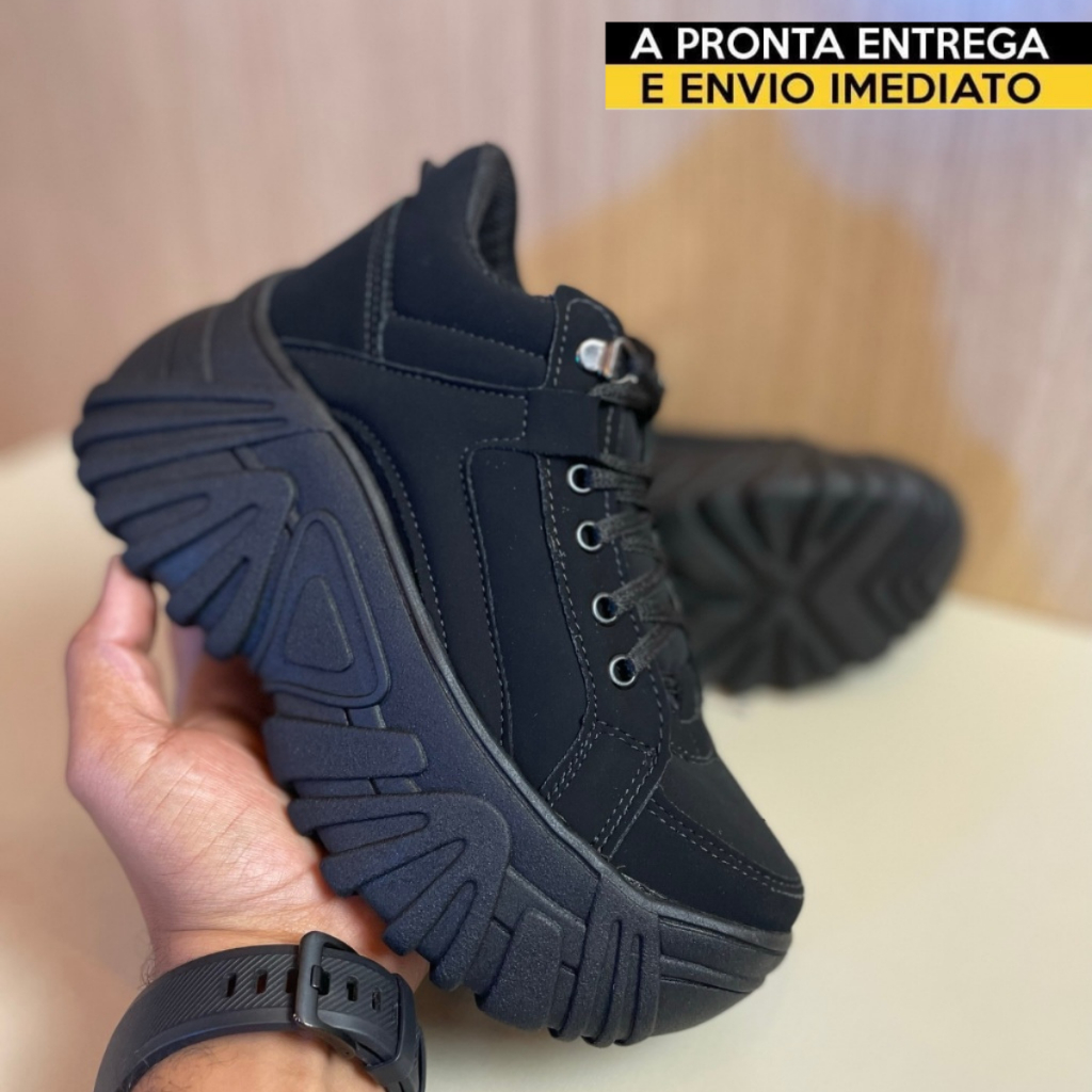 Tênis Feminino Buffalo Preto Branco Bege Bota Confortável e Casual Queima De Estoque Promoção Oferta