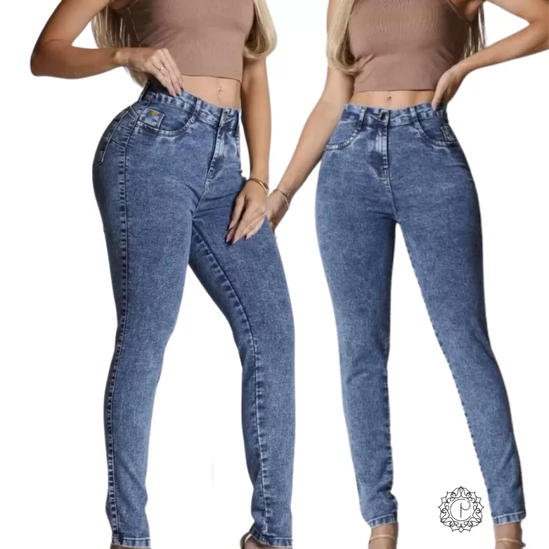 Calça Jeans Feminina Md Skinny Marmorizada  Elast