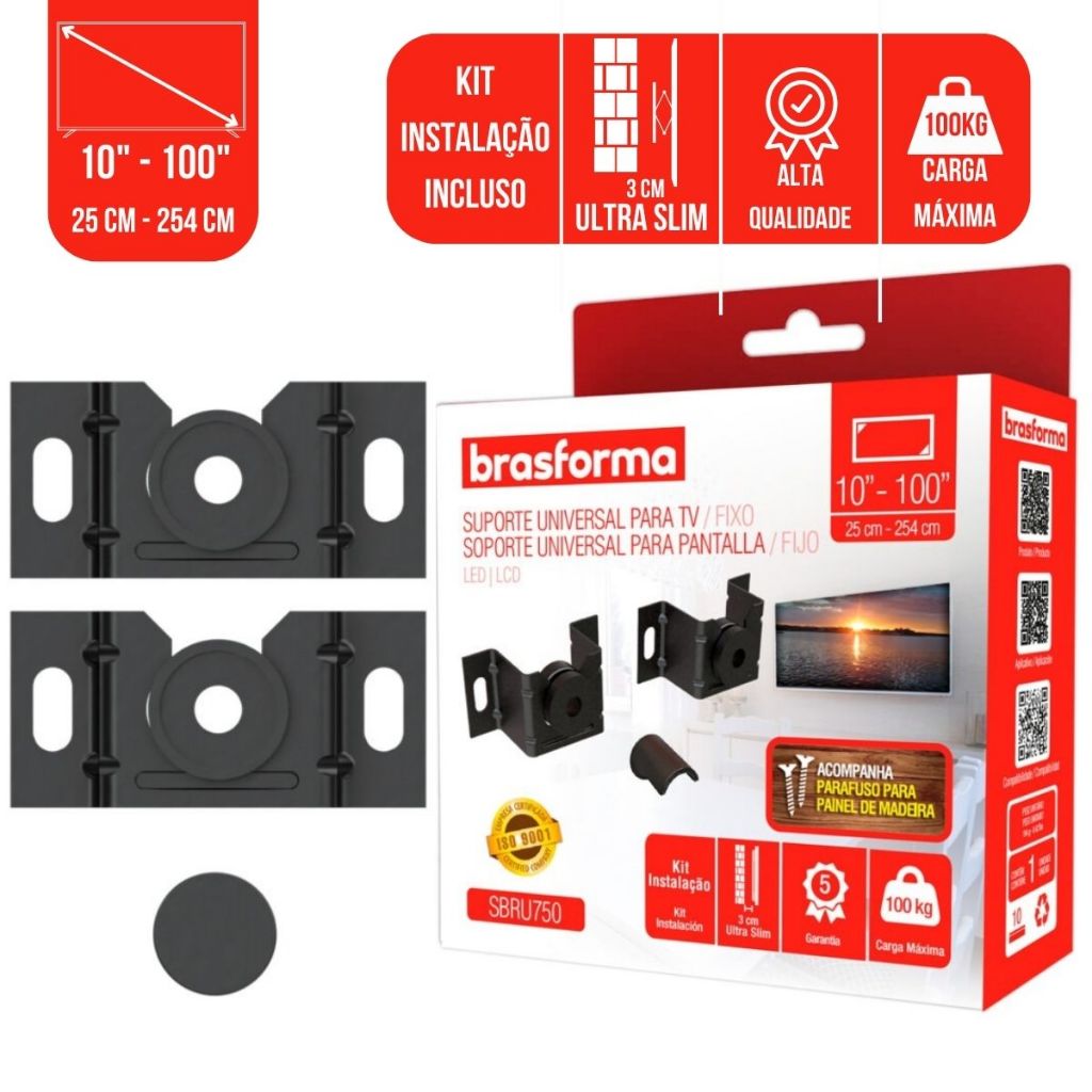 Suporte Universal Fixo Para Smart TV LED LCD 4K Parede Painel 10 24 32 43 50 55 60 75 100 Polegadas