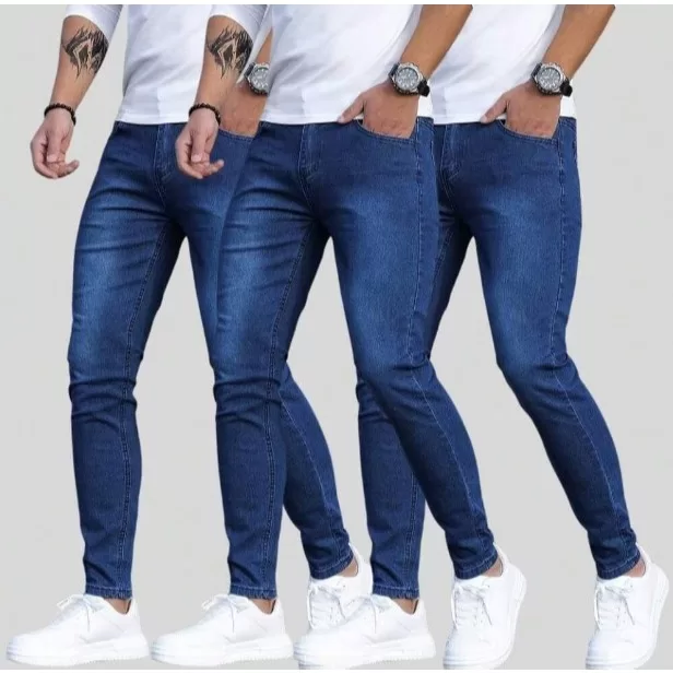 KIT Calças  jeans masculina  skinny  com elastano