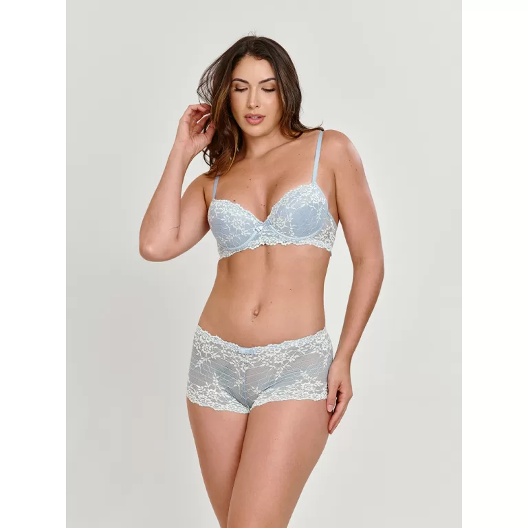 Conjunto de Calcinha e Sutiã em Renda Bicolor ele