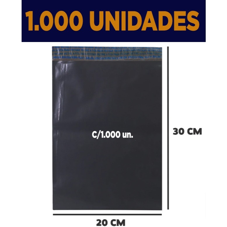Kit 250, 500 ou 1.000  Envelopes de Segurança 20X30 Aba Adesiva Embalagem Correio Ecommerce