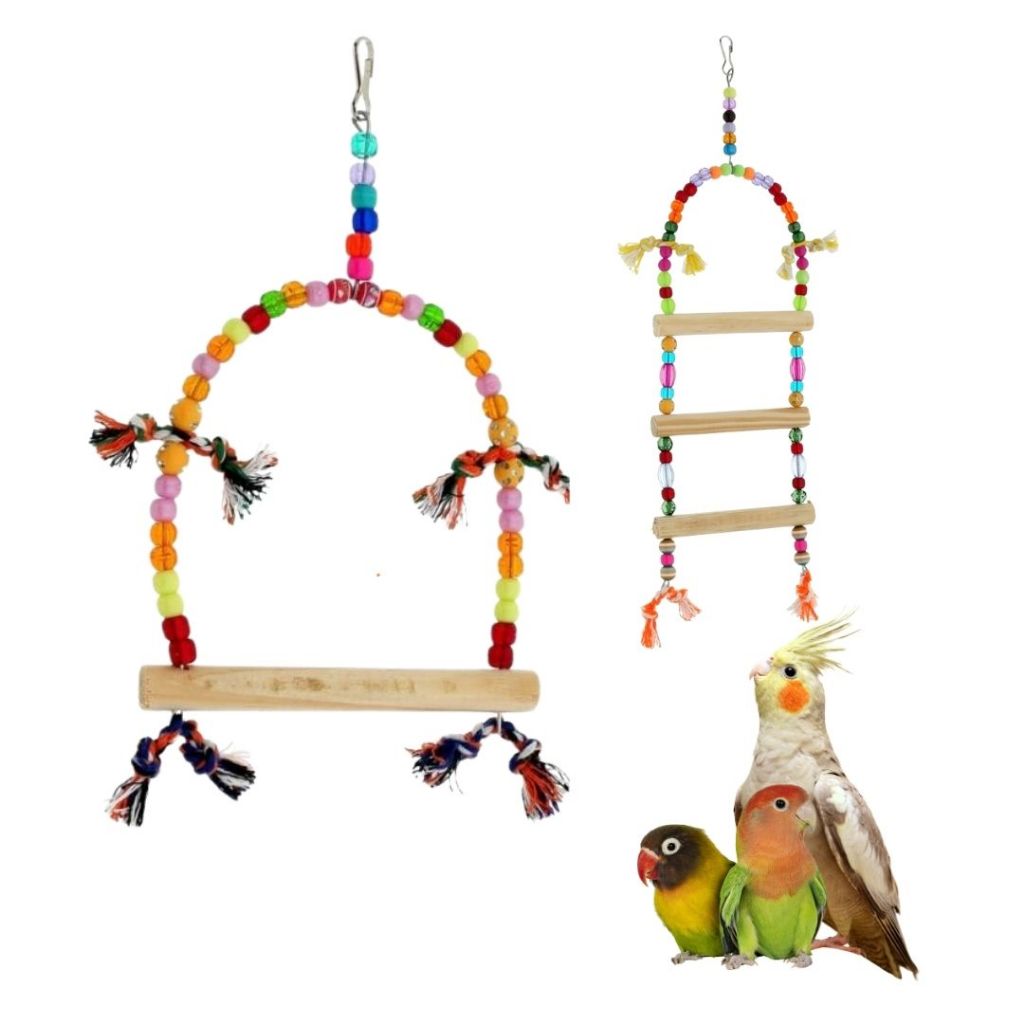 Brinquedos Poleiro Balanço Para Aves Calopsitas Periquitos Agapornis e Passarinhos