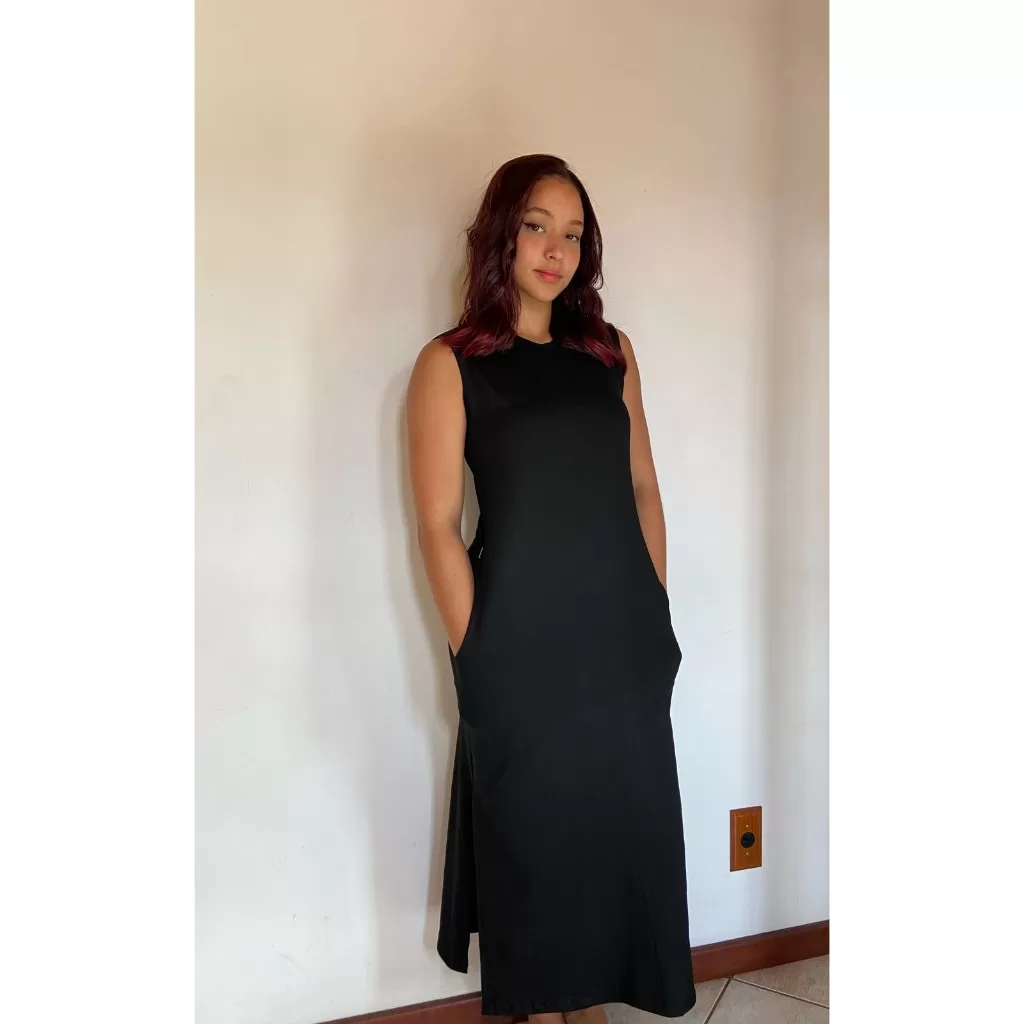 Vestido feminino midi dress com fenda