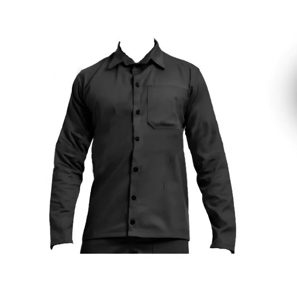 Camisa Brim Aberta com Botão para Trabalho Pesado