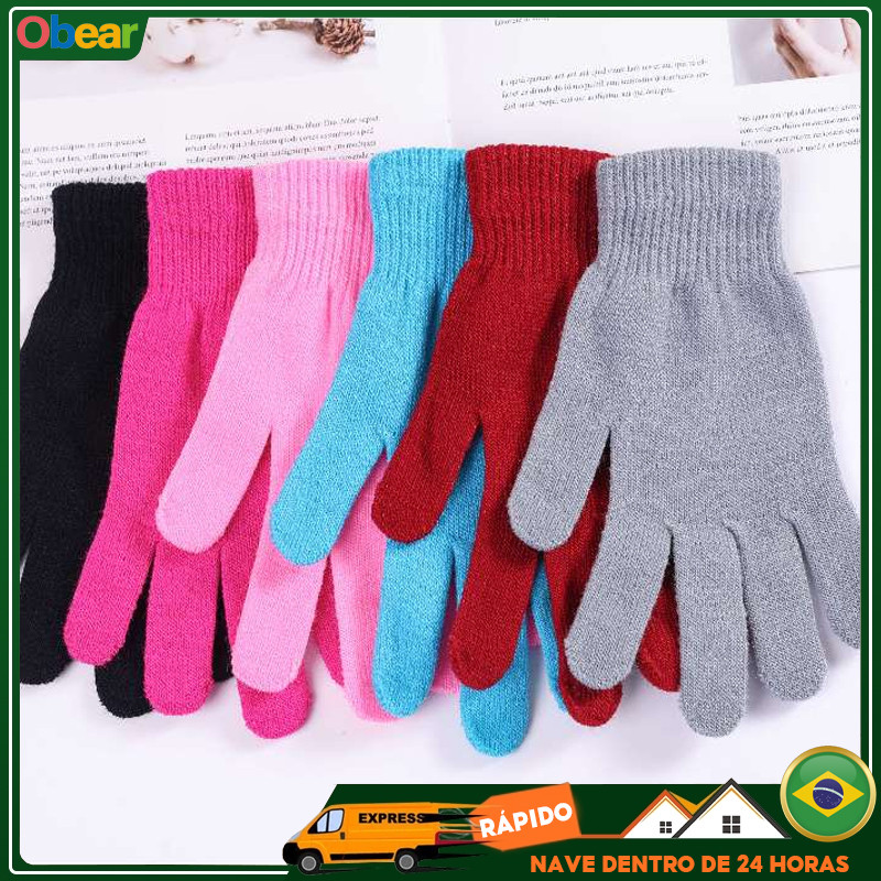 6 Pares Luva de lã peluda Grossa Feminina Masculino Adulto Unisexx Inverno Quente Sensível Mãos luva
