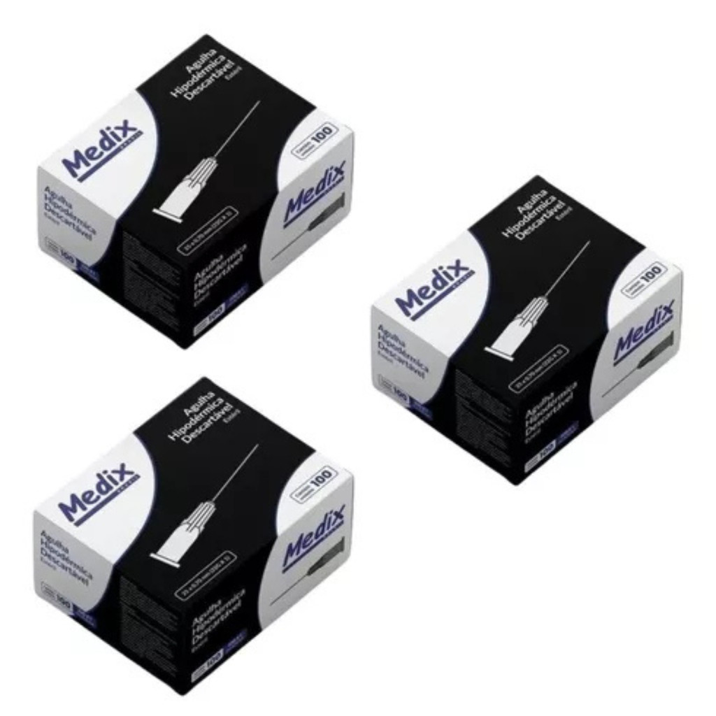 Agulha 25×7 22g HiPodérmica Descartável – 3 Caixas C/100
