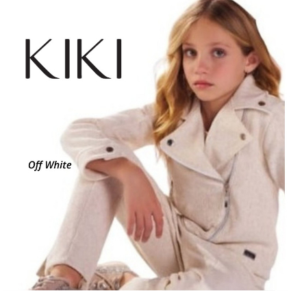 Jaqueta Biker  em Jacquard Linho Infantil Menina  