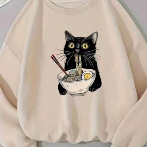 Blusa Moletom Algodão Quentinho Gatinho Macarrão