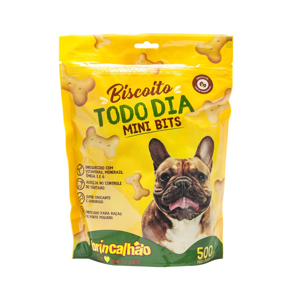 Petisco para Cães Biscoito Todo Dia Mini Bits Brincalhão 500g