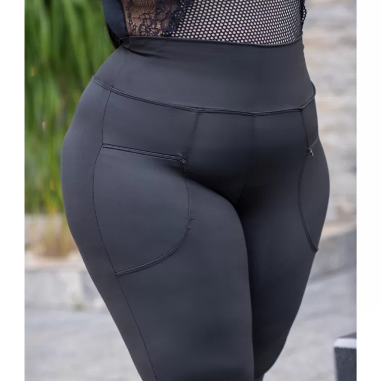 CALÇA FEMININA FLANELADA GROSSA BOLSO ZIPER CINTU