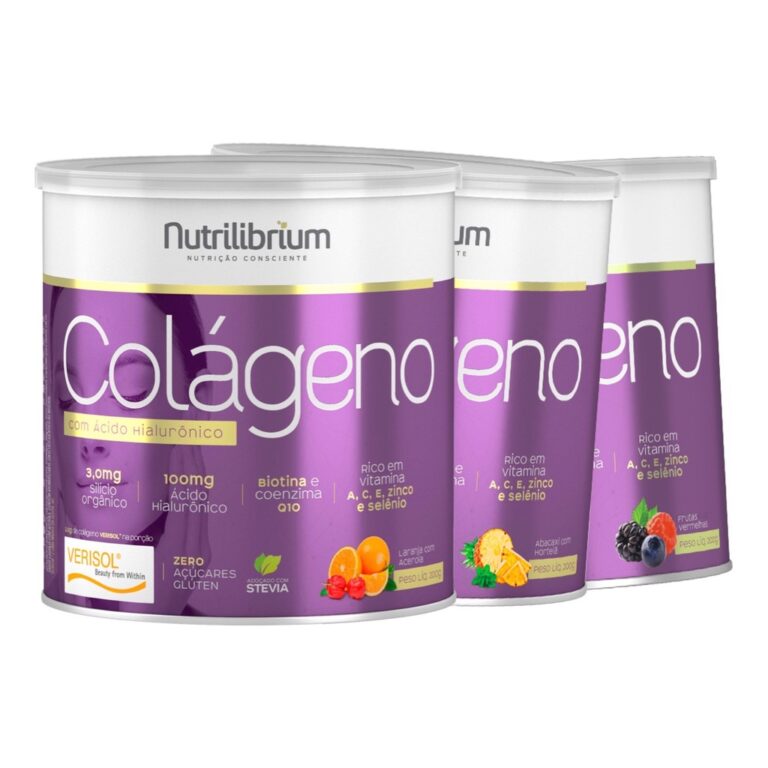 Kit 3x Colágeno Hidrolisado Verisol Ácido Hialur