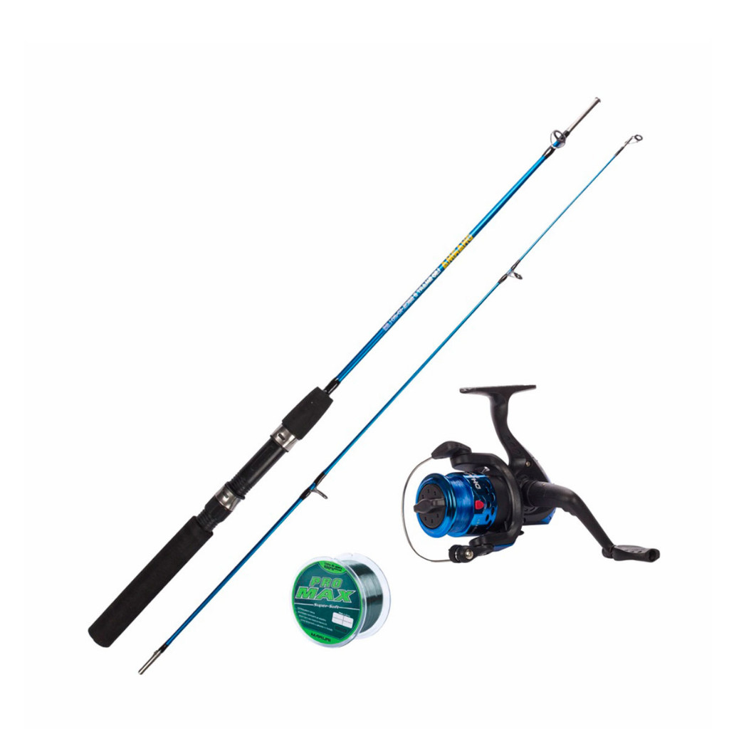 Kit pesca Vara Dharma 2 partes 1,50m + molinete com linha
