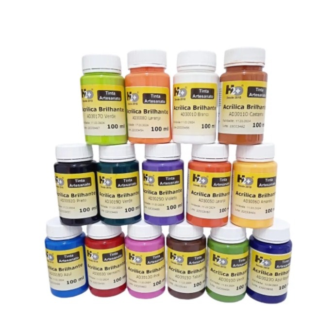Tinta Acrílica Para Artesanato Kit 100 Ml 15 Core