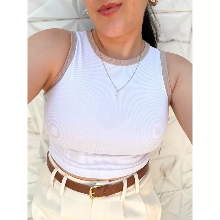 Cropped Canelado Gola Redonda Feminino Listrado El