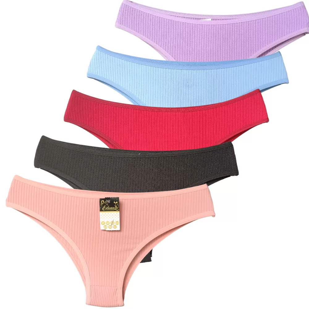Kit 1 à 3 Calcinha Básica Canelada Tanga Lingerie Confortável Dia a Dia Não Marca Edumara