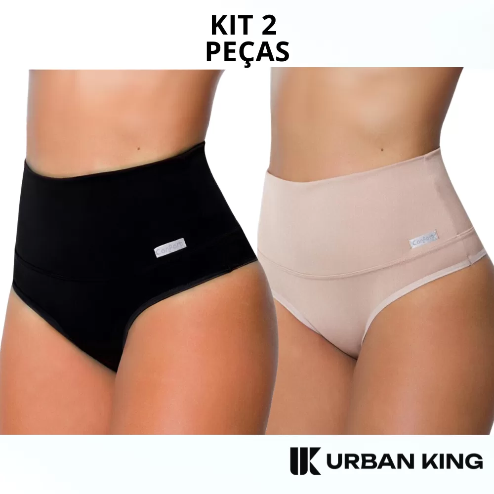 Kit 2 Calcinha Cinta Modeladora Pós Parto Cós Alto Compreensão Seca Barriga Redutora De Medidas