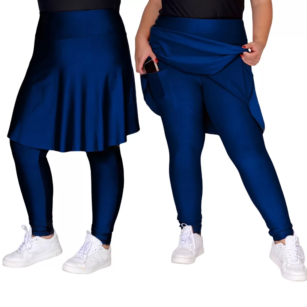 Saia Calça Plus Size Moda Fitness Com Bolso