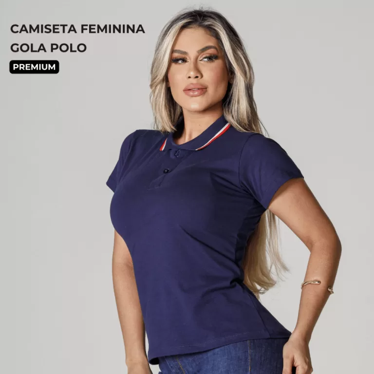 Camiseta Gola Polo Lisa Moda Feminina 100% Algodã