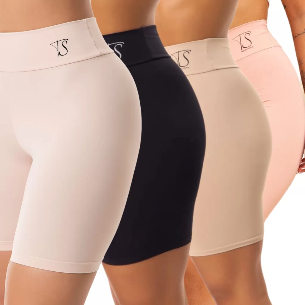 1 Short Segunda Pele Cos Alto Duplo Bermuda Anagua Modelador Lingerie