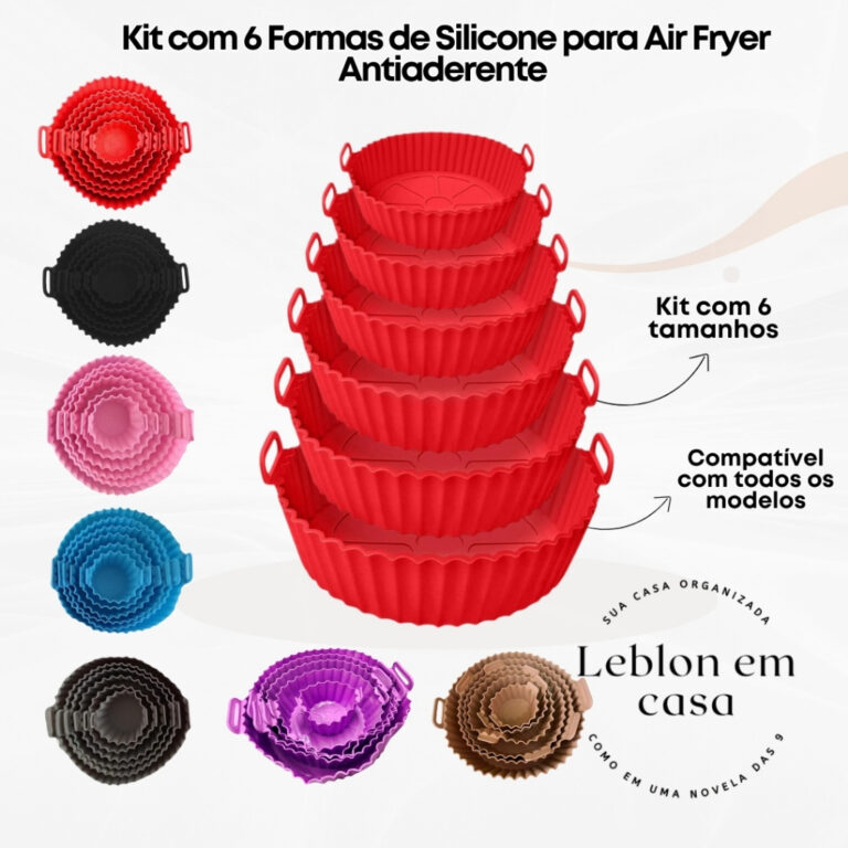 Kit com 6 Formas de Silicone para Air Fryer –