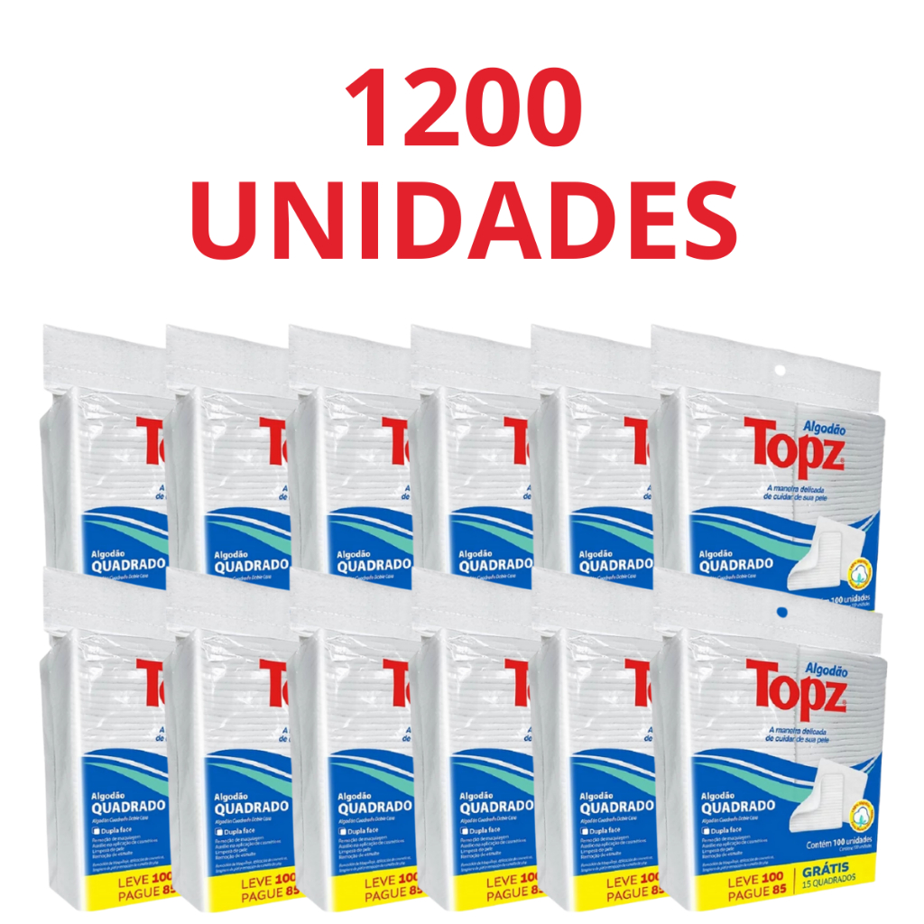 Kit de Algodão Topz Quadrado Folha Dupla Face Macio Puro Limpeza de Pele