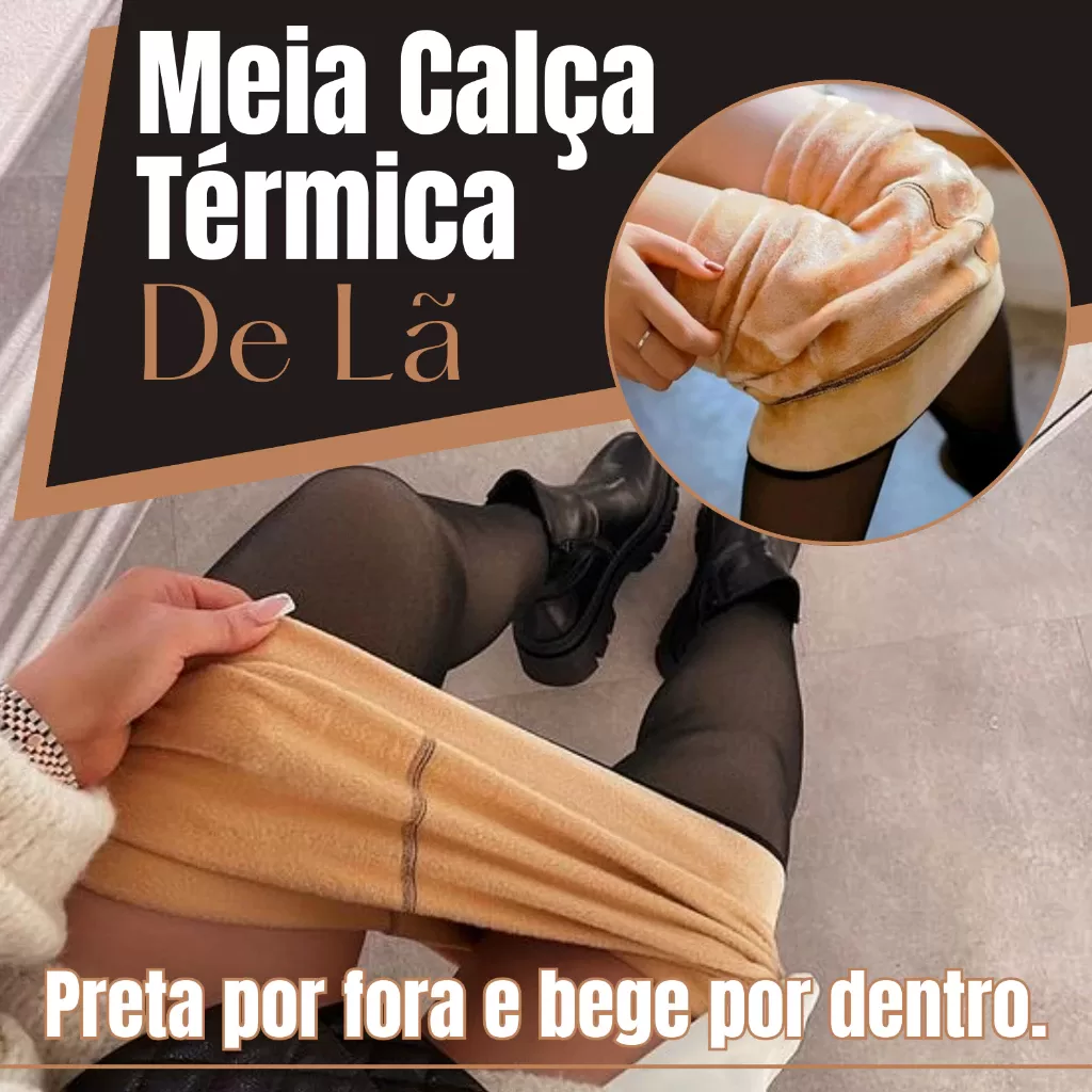Meia-Calça Térmica Translúcida, Forrada com Pelúcia, de Lã Grossa, Super Elástica e com Pé. P/M/G/GG