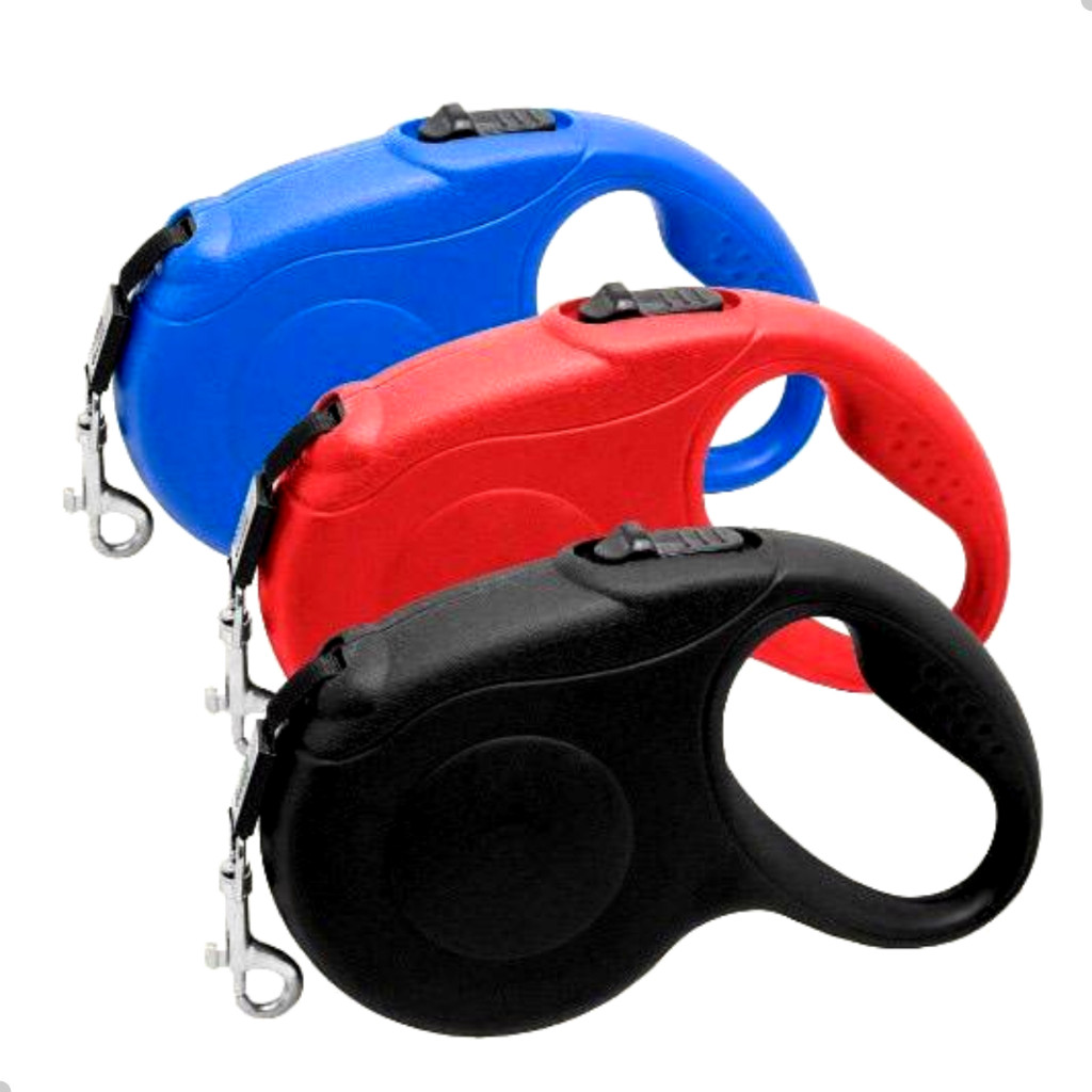 Coleira Guia Retrátil de 3m para Passeio de Cachorro Gato e Pet Pequeno Médio Porte TV-436