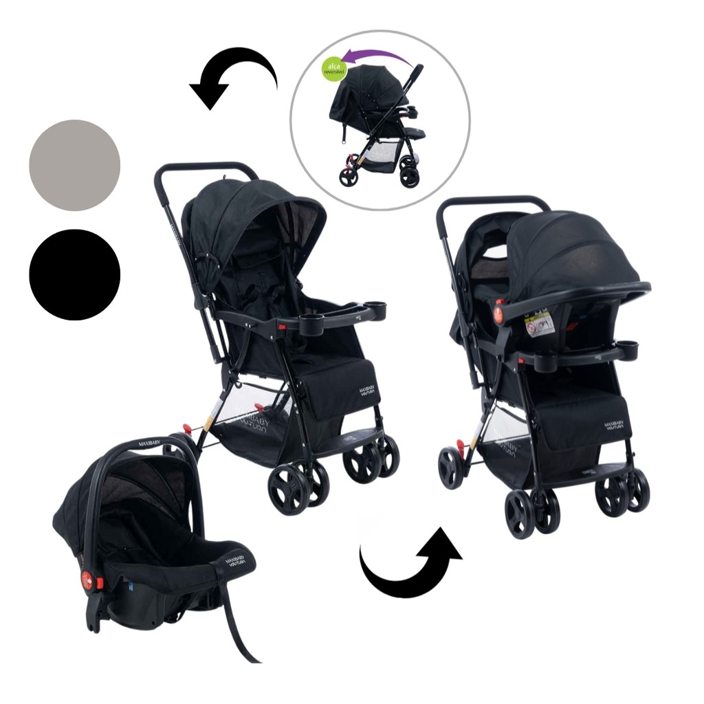 Carrinho de Passeio com Bebê Conforto 2 em 1 Travel System Youturn Maxi Baby