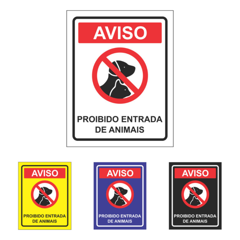 Placa de Sinalização  Proibido a Entrada de Anim
