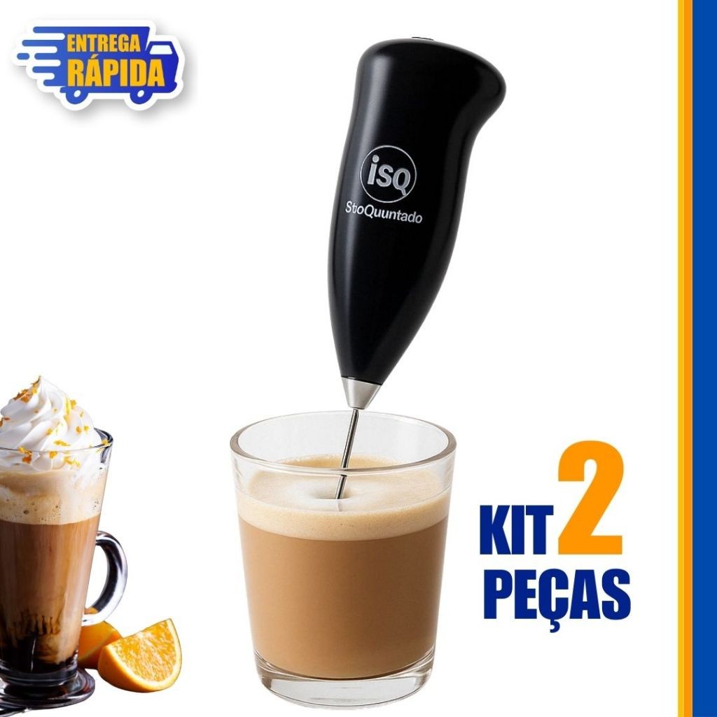 2 JOGO Misturador Mini Mixer Elétrico Batedor Inox Café Chá Bebidas Milk Shake Multiuso UNiversal