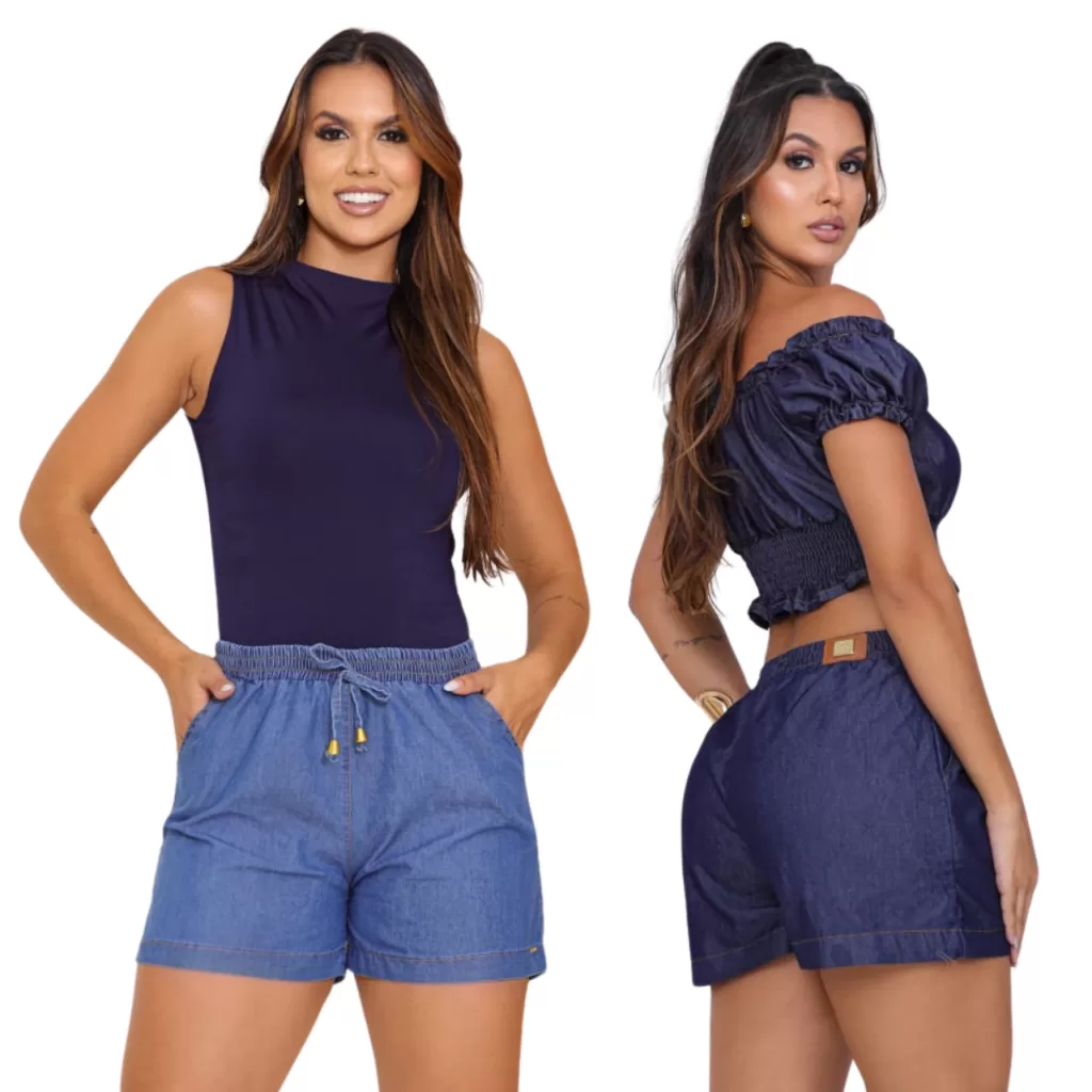 Short feminino soltinho, Bermuda jeans feminina, praia feminino, Short jeans feminino cintura alta