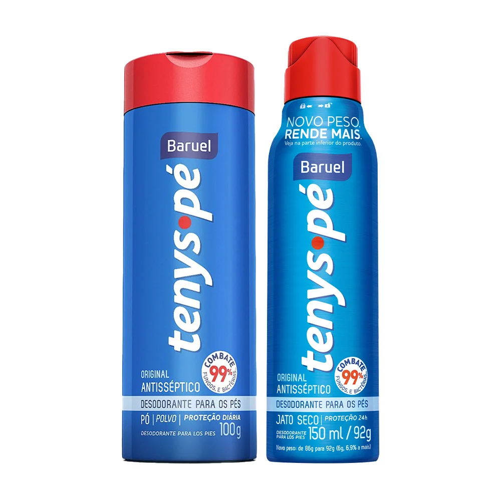 Kit Tenys Pé Baruel em pó 100Gr e Aero Jato Seco 150ML/92G