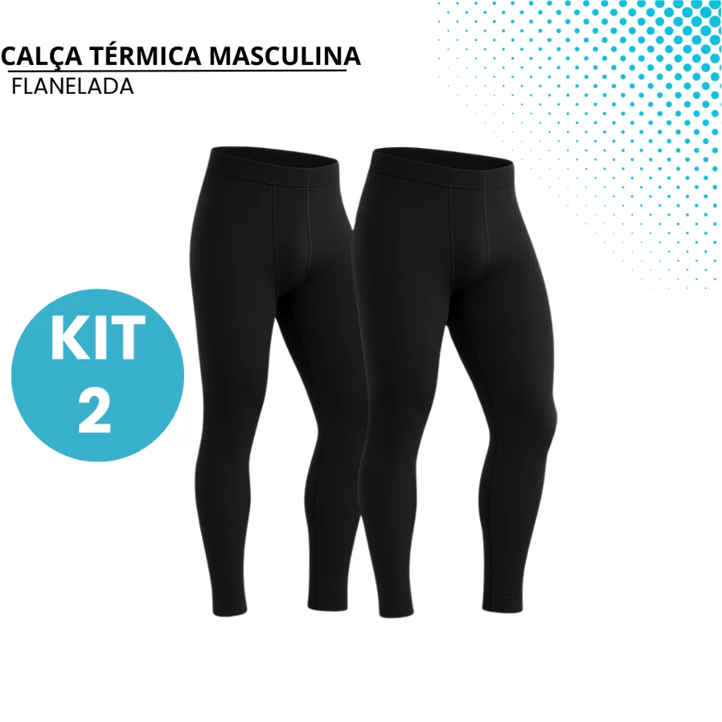 Kit 2 Calça Térmica Masculina Segunda Pele Flanelada Felpuda Proteção Uv Premium Esportes Exercícios