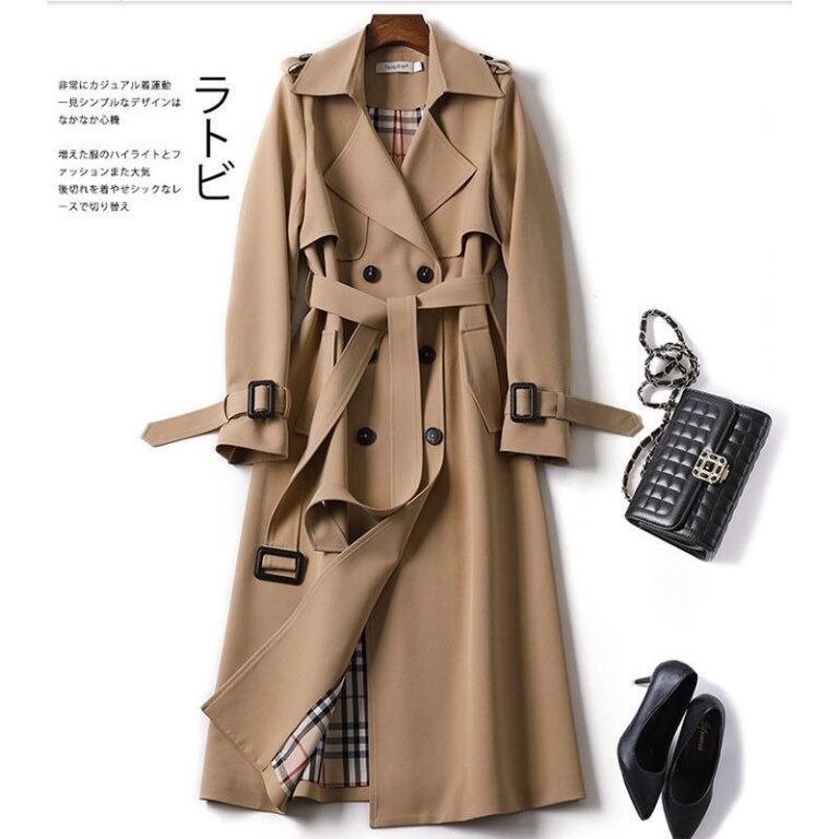 Médio Longo Cáqui trench coat Mulheres Outono In