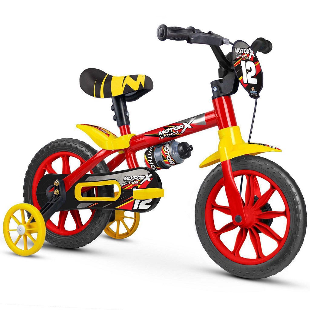 Bicicleta Bicicletinha Infantil Aro 12 Motor X PU com Rodinhas – Nathor