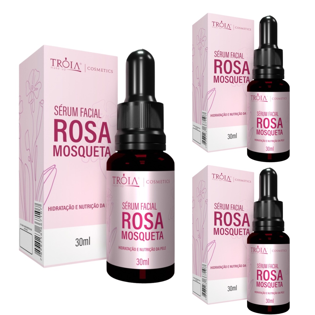3 Serum Facial Rosa Mosqueta Troia Make Up 30ml
