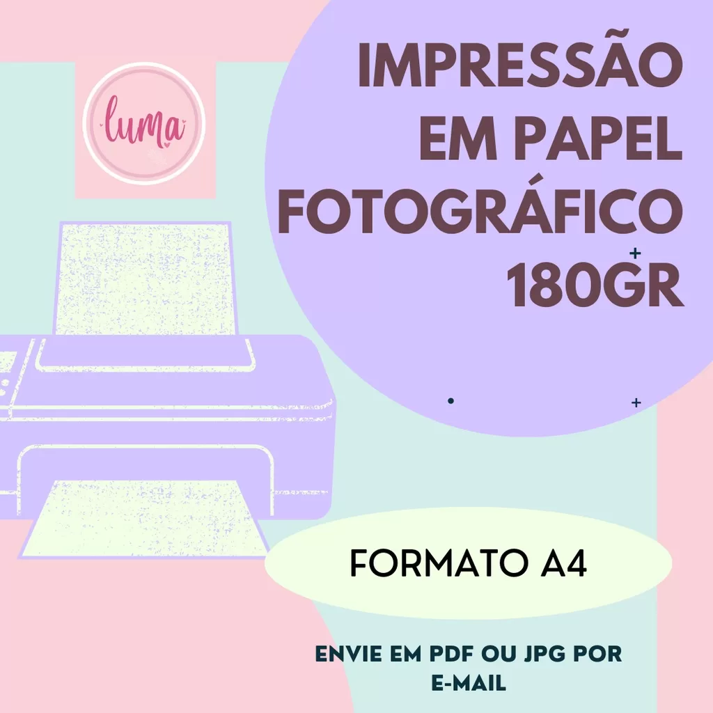 10 Impressões Colorida em Papel Fotográfico 180gr em Tamanho A4