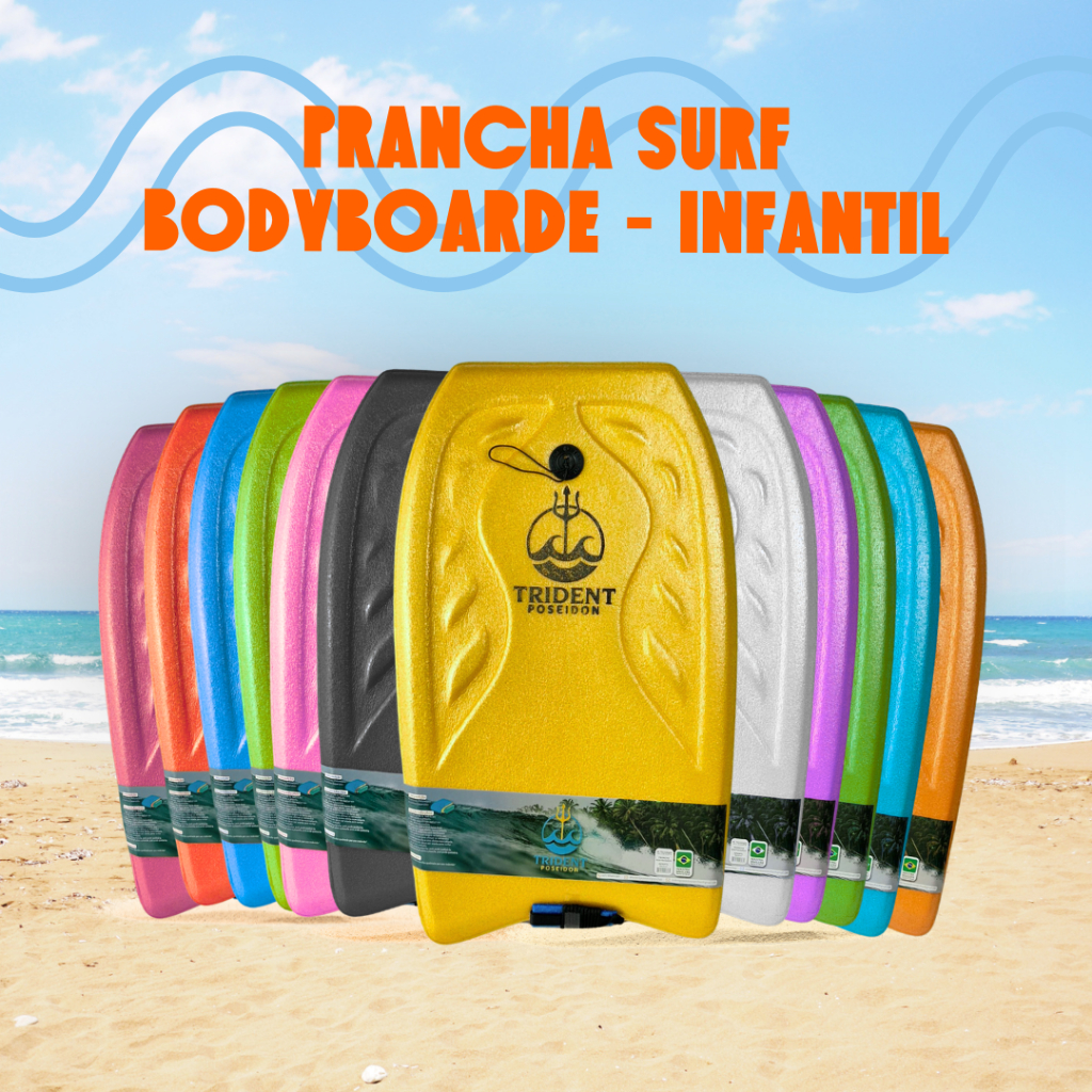 Prancha Surf BodyBoard Infantil Com Leash Praia Piscina