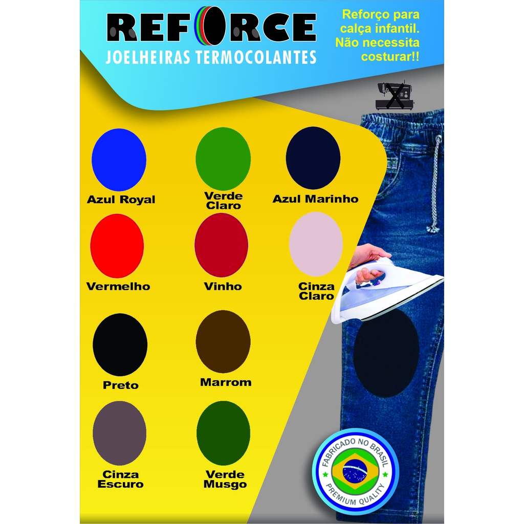 4 Pares Joelheiras Termocolante Reforço Reparo Calça Escola Infantil – Joelheira Reforce (Original)