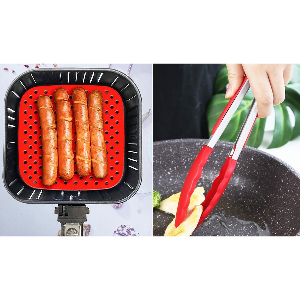 Kit 01 forro protetor de silicone para fritadeira air fryer modelo quadrado 18,5cm X 18,5cm + pegado