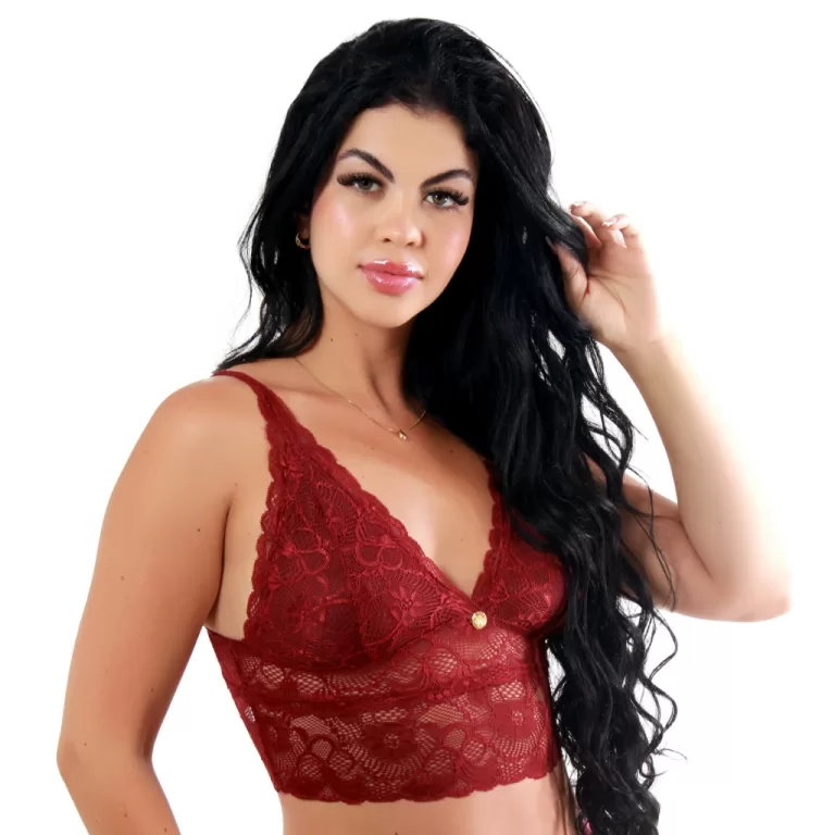 Top Audrey Rendado Sem Bojo Com Forro de Malha e A