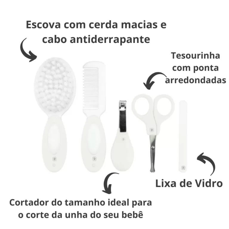 Kit Higiene Bebê 5 Peças Pimpolho  Unha, Escova 
