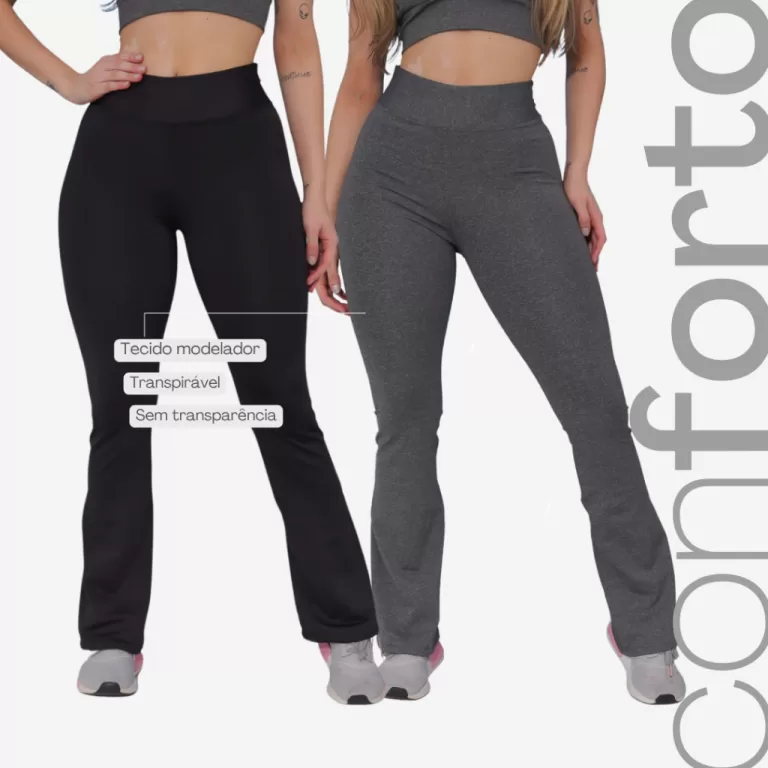 Kit 2 Legging Flare Bailarina Boca de Sino Suplex 