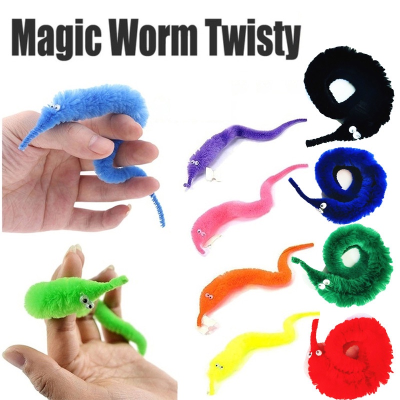 Finger Toy Magic Twisty Fuzzy Worm Wiggle Moving Sea Horse Kids Close-up Street Comédia Truques Mági