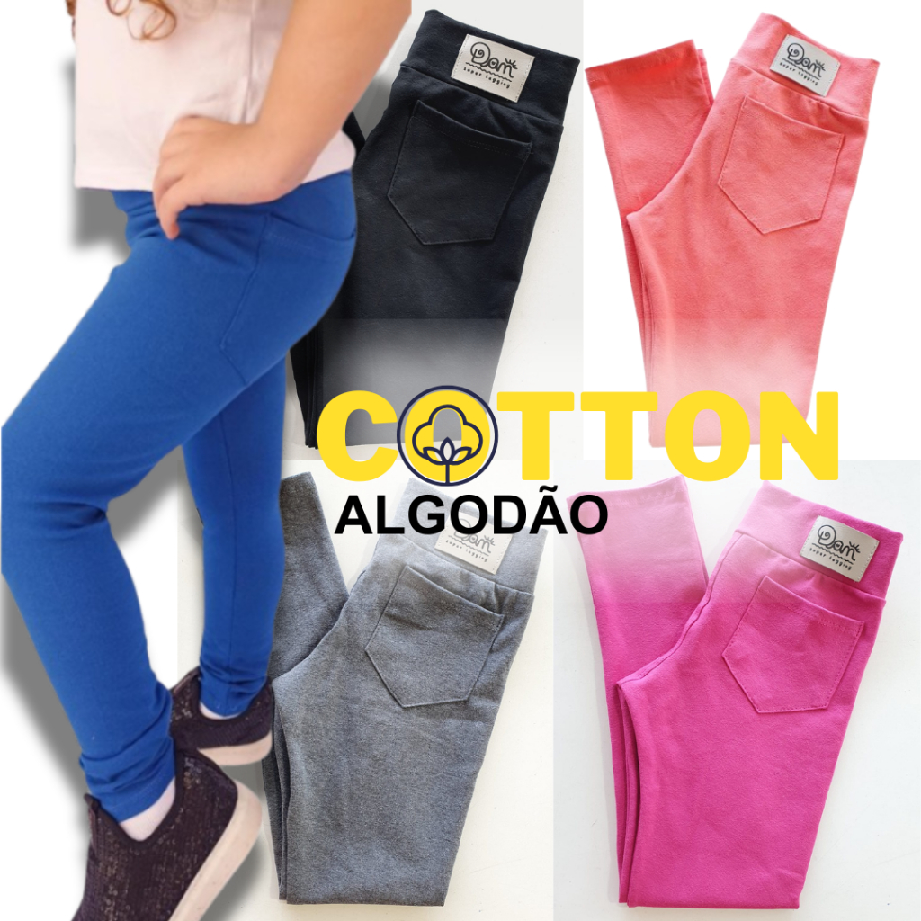 Calça Legging algodão menina Infantil juvenil 04 ao 16 cotton mais grossinho roupa escolar e passeio
