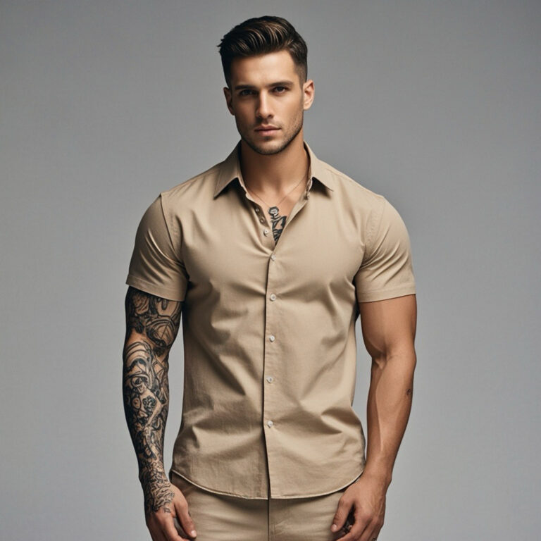 Camisa Social Masculina Manga Curto Slim Cores vib